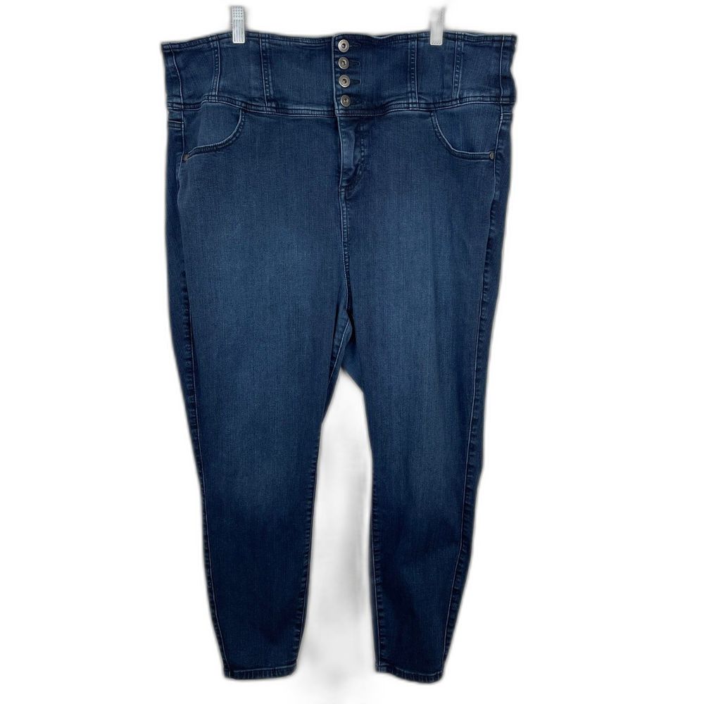 Torrid Jeans Womens 22S Blue Ankle‎ Crop High Rise Stretch Medium Wash Denim